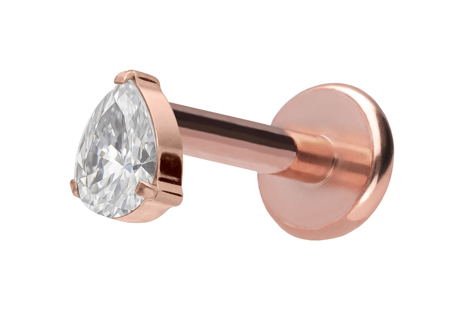 Titan Labret Piercing mit Push Fit KRISTALLTROPFEN